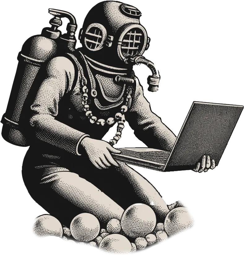 Taucher Diver with Laptop